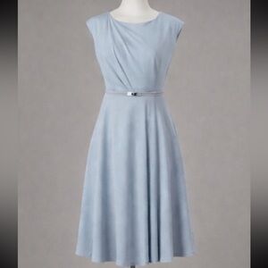 Calvin Klein NEW STYLE Baby Blue A-Line Sleeveless Belted Dress Size 8